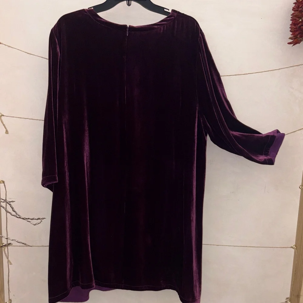 Eileen Fisher Velvet Midi Dress in Deep Plum - Picture 5 of 7